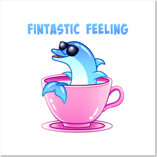 Fintastic Feeling Funny Dolphin Posters and Art